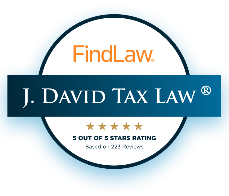 FindLaw Rated 5/5 Stars - J. David Tax Law's 223 Verified Client Reviews for IRS Relief