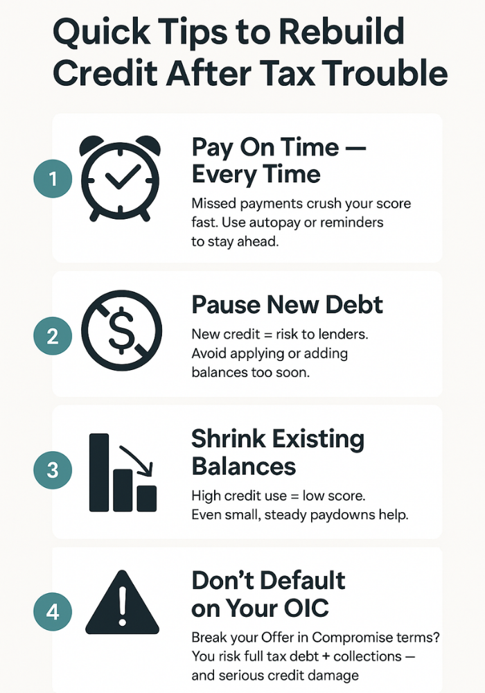 Quick tips to rebuild credit after tax trouble