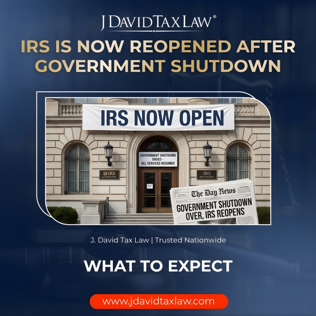 IRS is now reopened after goverment shutdown