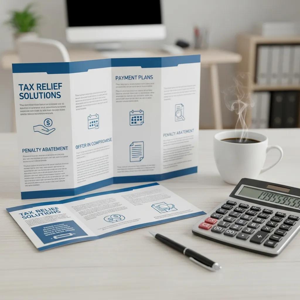 Brochure highlighting tax relief options next to a calculator