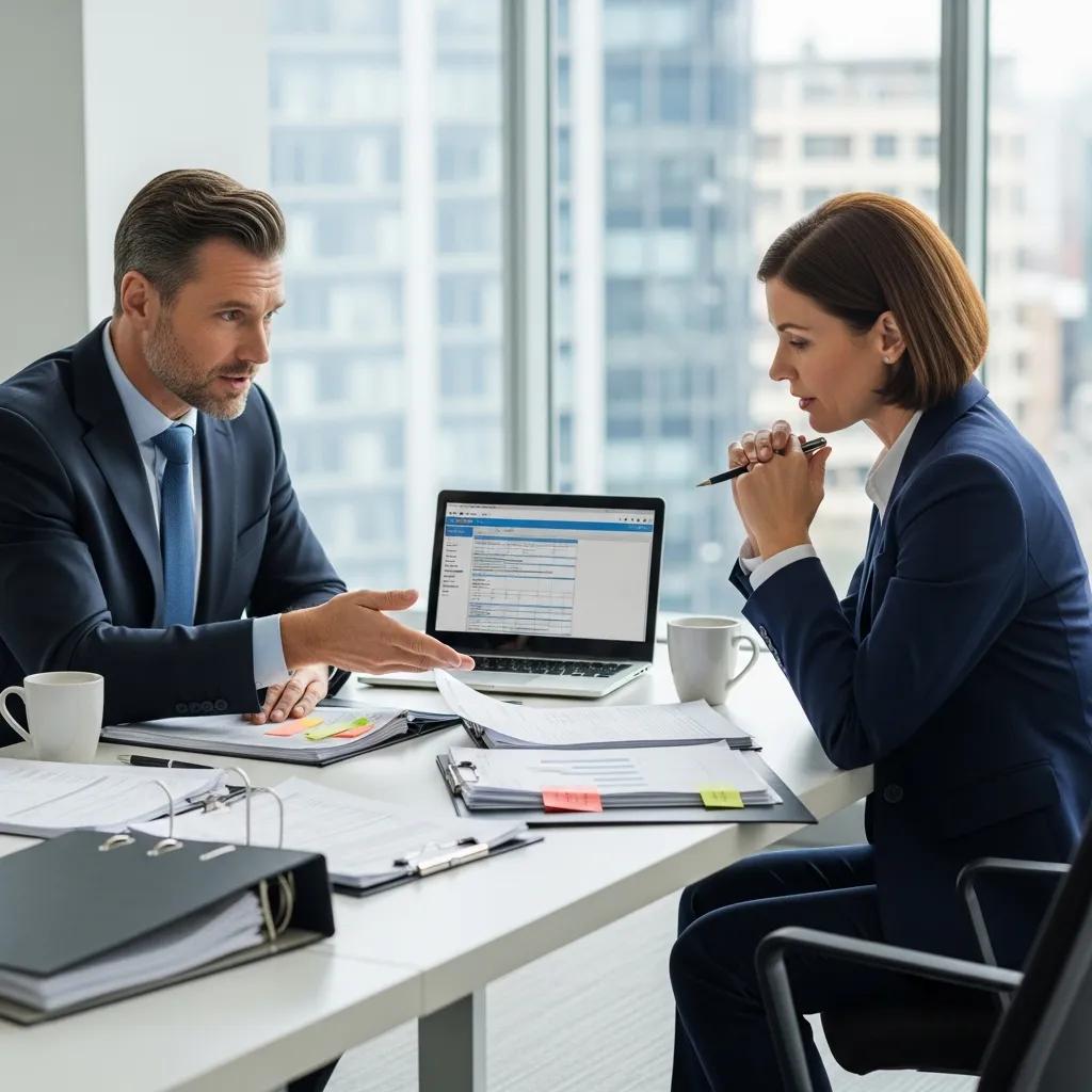 Business owner consulting with tax attorney about negotiating tax liabilities
