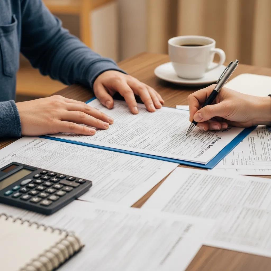 Hands filling out tax forms for installment agreements and offers in compromise