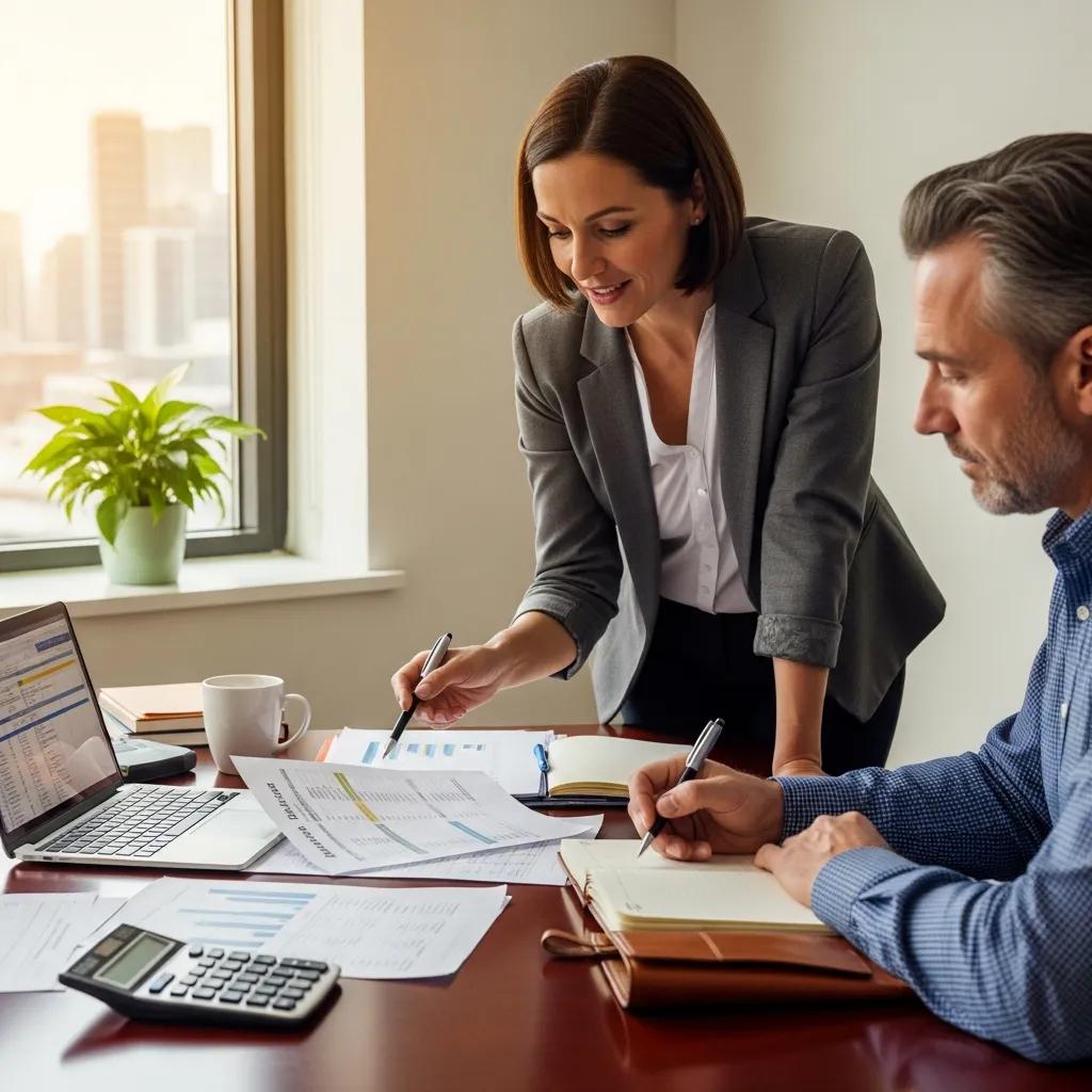 Tax advisor guiding a client through audit documents